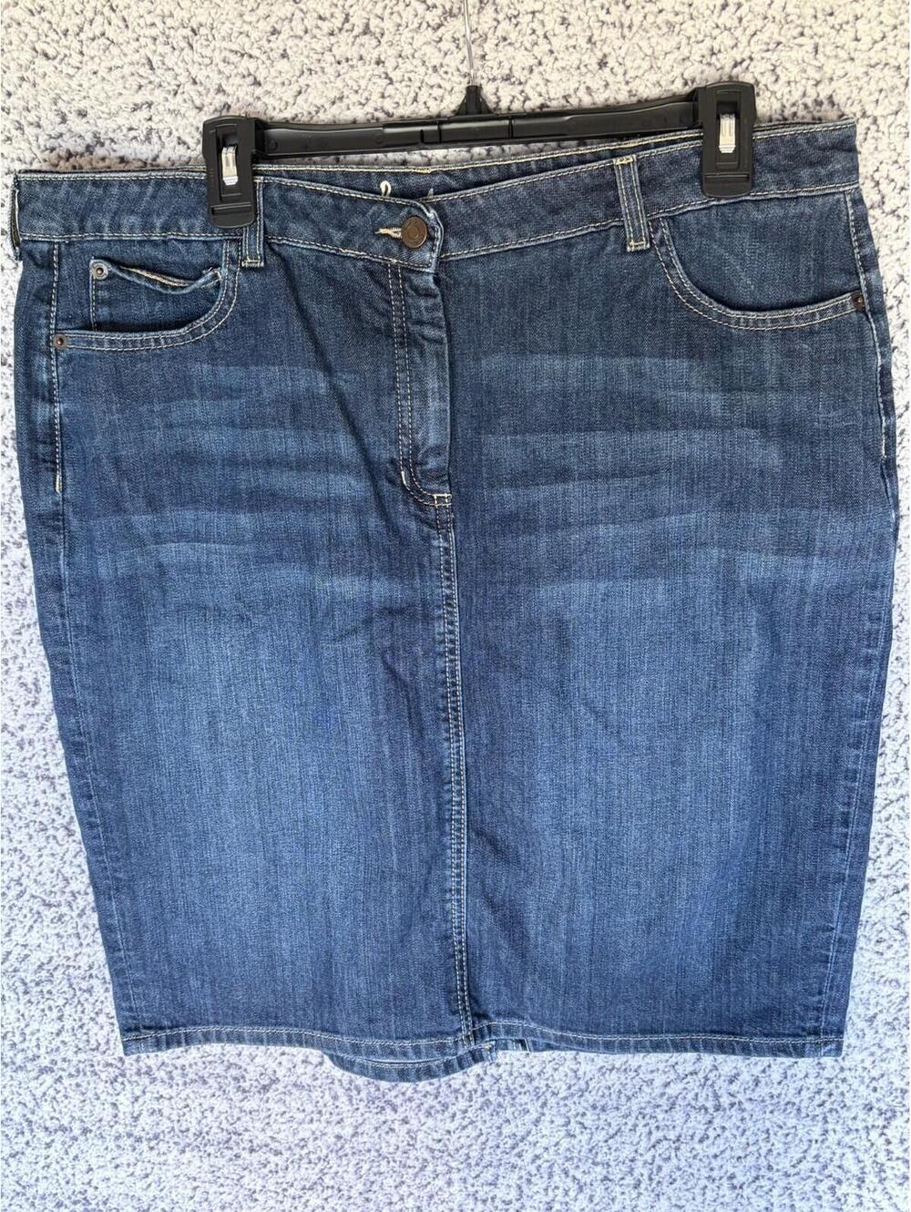 Boden Denim Pencil Skirt Womens US 14R Blue Stretch Jean Skirt Midi